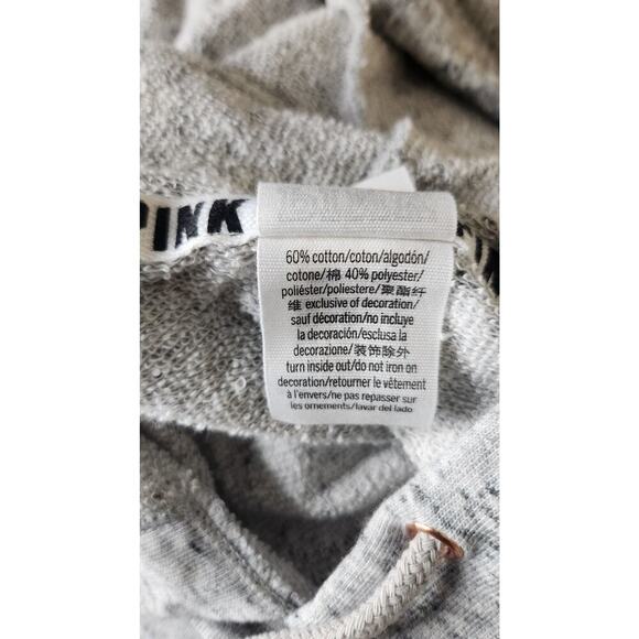 Victoria Secret Pink gray cotton blend graphic hoodie sweatshirt Size SP - Picture 5 of 6